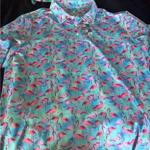 Flamingo Print Polo Shirt
